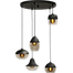 Hanglamp Opaco 5-lichts mat zwart base Ø50cm glas smoke 62270-05-1+62270-05-2+62270-05-4+62270-05-5+62270-05-8 - MASTERLIGHT