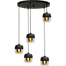 Hanglamp Opaco 5-lichts mat zwart base Ø50cm 5x glas smoke Ø21x17cm - MASTERLIGHT