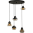 Hanglamp Opaco 5-lichts mat zwart base Ø50cm glas smoke 62270-05-3+62270-05-5+62270-05-6+62270-05-7+62270-05-8 - MASTERLIGHT