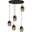 Hanglamp Opaco 5-lichts mat zwart base Ø50cm 5x glas smoke Ø19x26cm - MASTERLIGHT