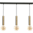Hanglamp Tomasso 3-lichts antiek messing - plafondplaat zwarte 100x8cm - zwarte stoffen kabel 150cm - MASTERLIGHT