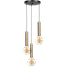 Hanglamp Tomasso 3-lichts antiek messing - basis zwart Ø35cm - zwarte stoffen kabel 150cm - MASTERLIGHT