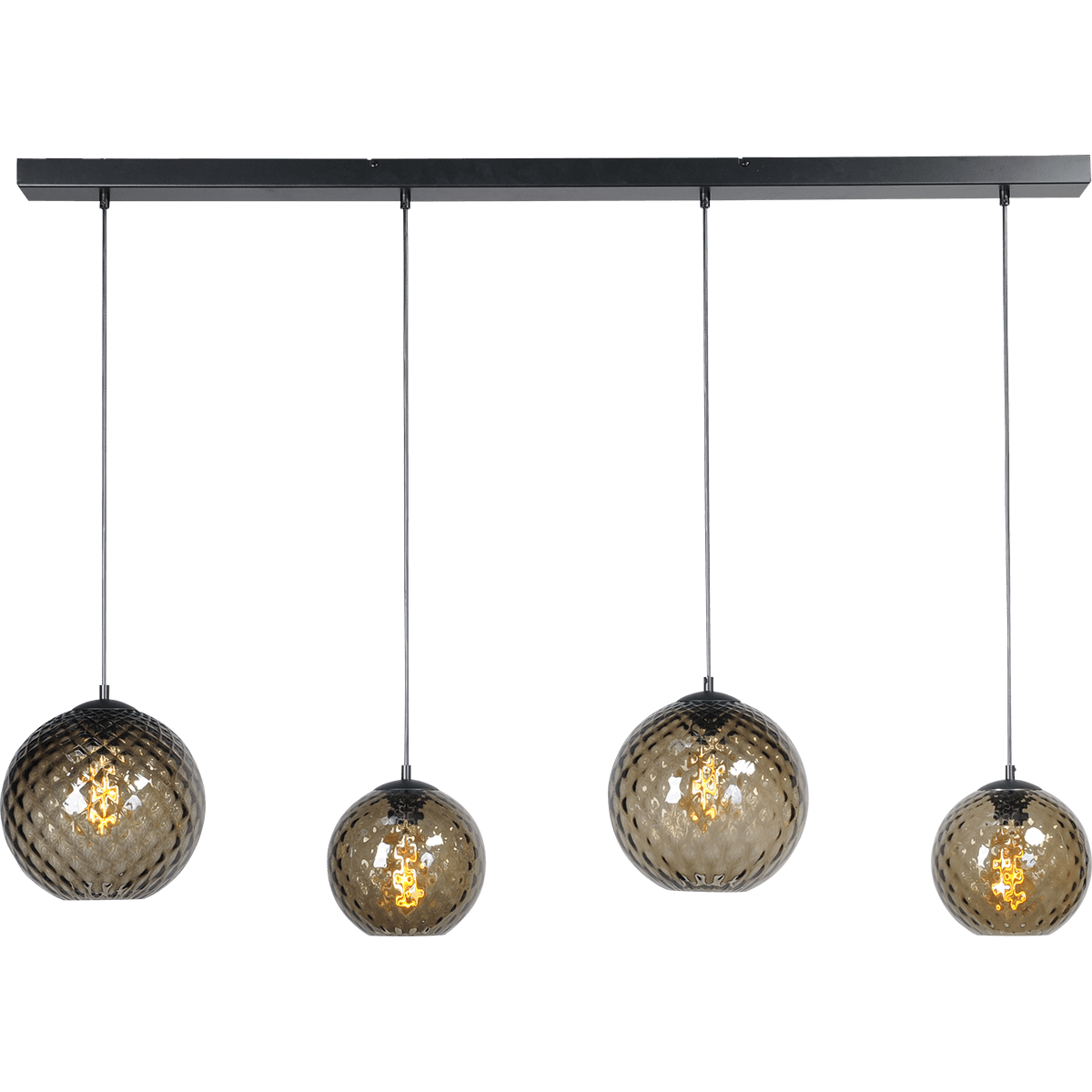 Hanglamp Baloton 4-lichts mat zwart 130x8cm