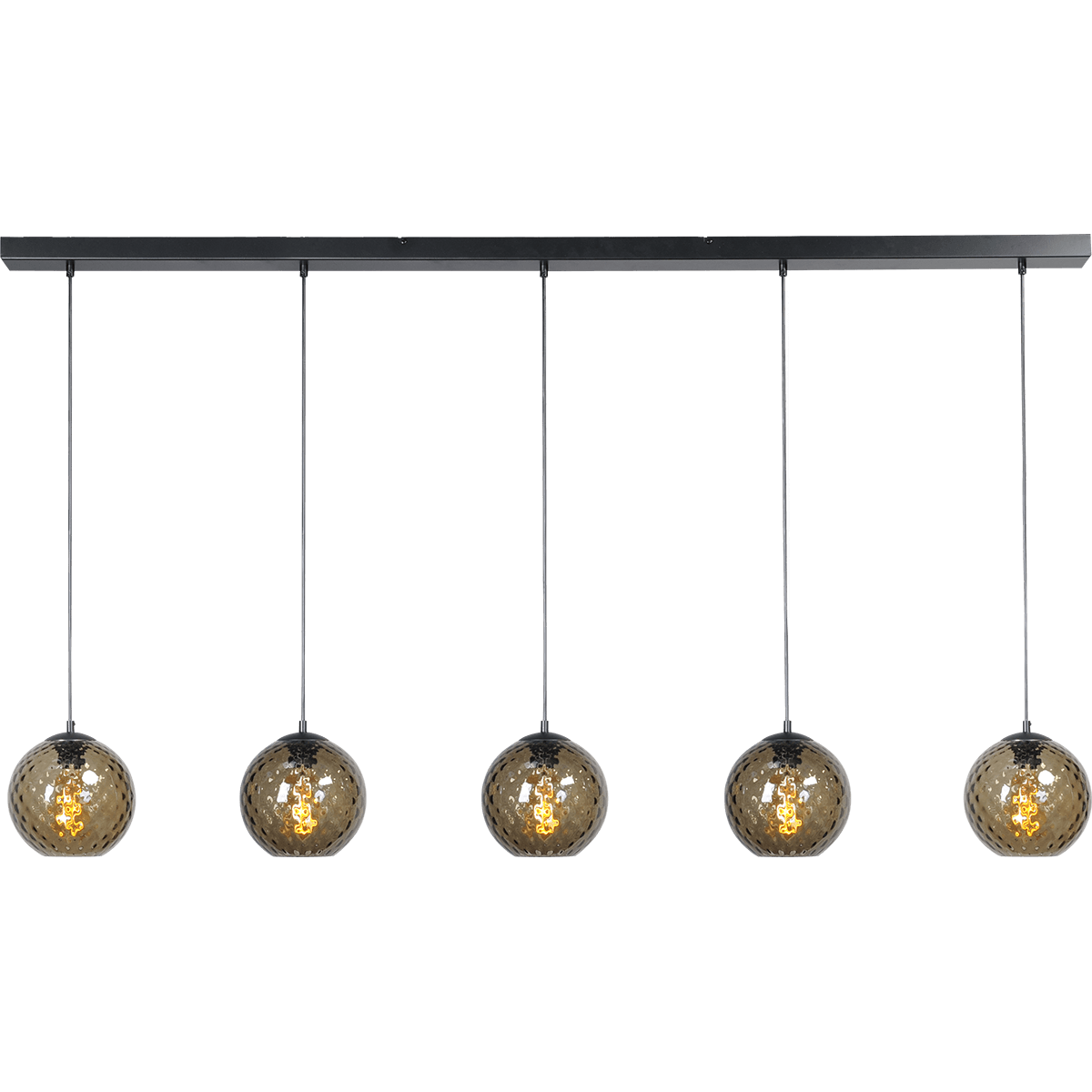 Hanglamp Baloton 5-lichts mat zwart 160x8cm