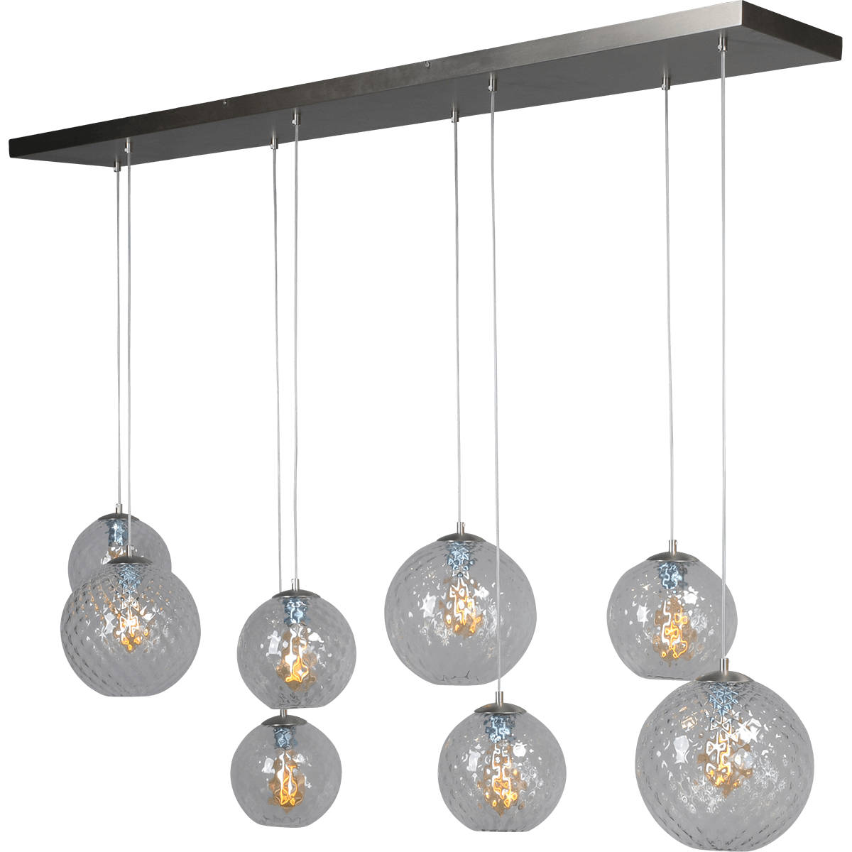 Hanglamp Baloton 8-lichts mat nikkel 160x25cm