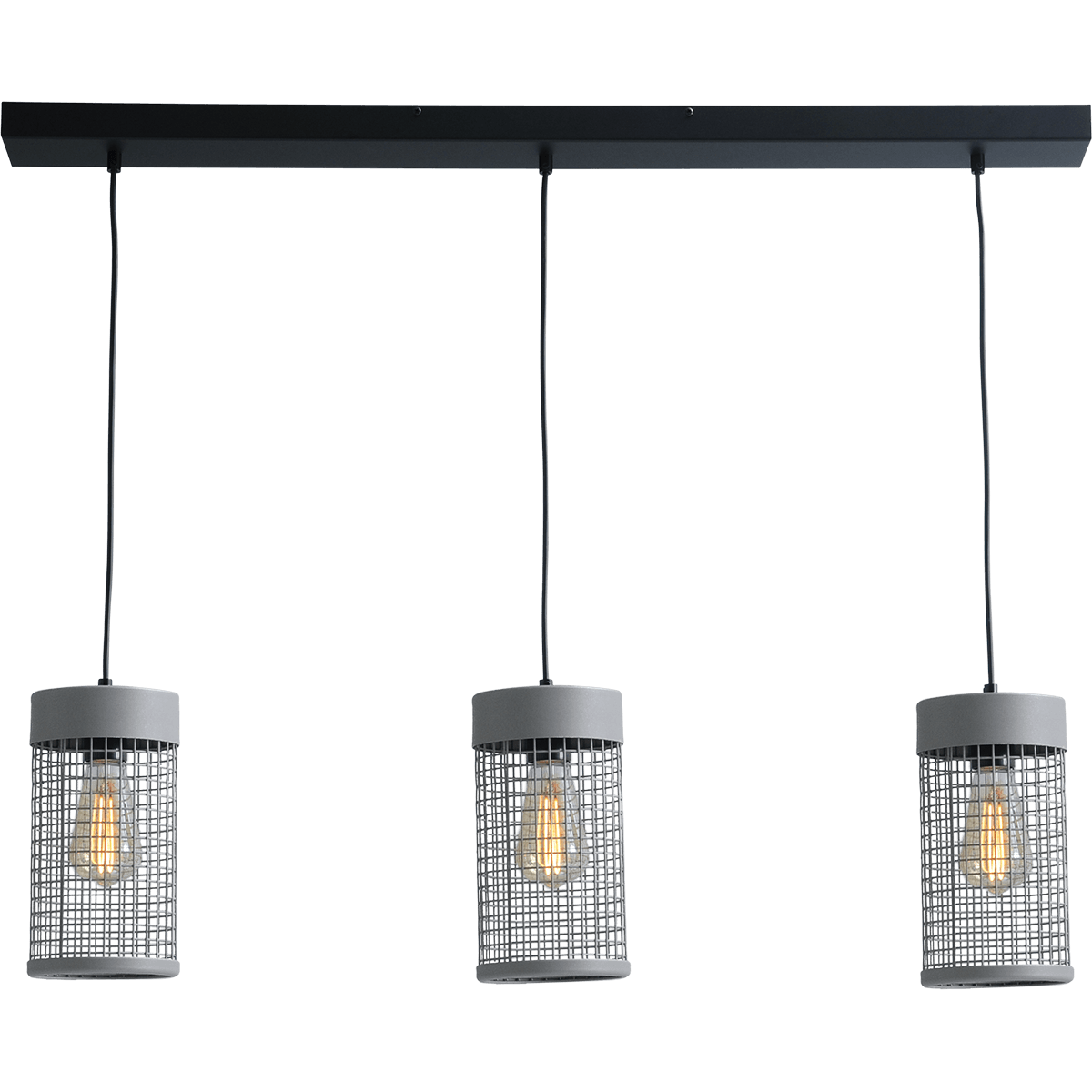 Industriële hanglamp Cage 3-lichts Ø13cm beton look
