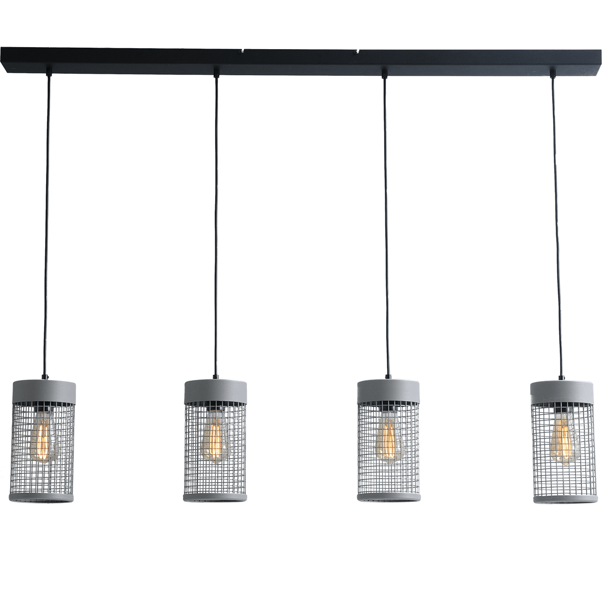 Industriële hanglamp Cage 4-lichts Ø13cm beton look