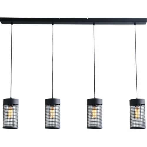Industriële hanglamp Cage 4-lichts Ø13cm mat zwart