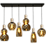 Hanglamp Bounty 6-lichts mat zwart/mat goud 100x25cm - + 2x glas smoke 62260-05-2 + 2x 62260-05-3+2x 62260-05-5 - zwarte kabel 150cm - MASTERLIGHT