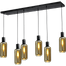 Hanglamp Bounty 6-lichts mat zwart 130x25cm - 6x E27 hanger mat zwart - 6x glas smoke 62260-05-5 - MASTERLIGHT