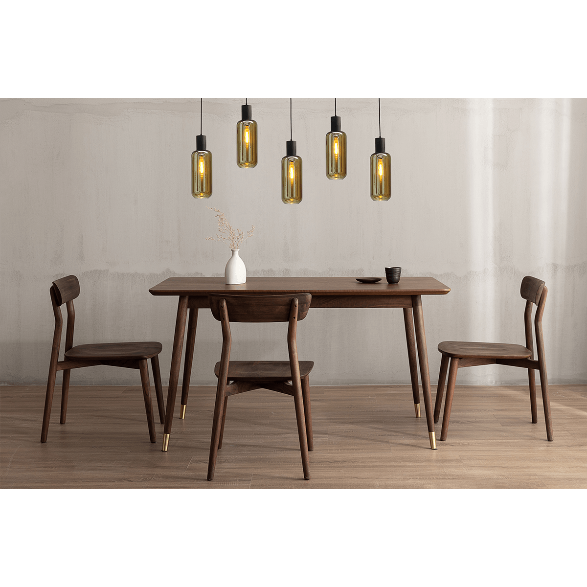 Hanglamp Bounty 5-lichts mat zwart 130x8cm - 5x E27 hanger mat zwart - 5x glas smoke 62260-05-5 - MASTERLIGHT