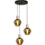 Hanglamp Bounty 3-lichts mat zwart/mat goud Ø35cm - 3x E27 hanger mat zwart 150cm - 3x glas smoke 62260-05-3 - MASTERLIGHT