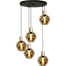 Hanglamp Bounty 5-lichts mat zwart/mat goud Ø50cm - 5x E27 hanger mat zwart - 5x glas smoke 62260-05-3 - MASTERLIGHT
