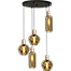 Hanglamp Bounty 5-lichts mat zwart/mat goud Ø50cm - 5x E27 hanger mat zwart - 3x glas smoke 62260-05-3 - +2x glas smoke 62260-05-5 - MASTERLIGHT