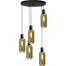 Hanglamp Bounty 5-lichts mat zwart Ø50cm - 5x E27 hanger mat zwart - 5x glas smoke 62260-05-5 - MASTERLIGHT