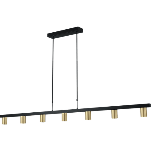 Hanglamp Bounce zwart/bmat goud 7-lichts - breedte 180cm - exclusief 7x GU10 - MASTERLIGHT