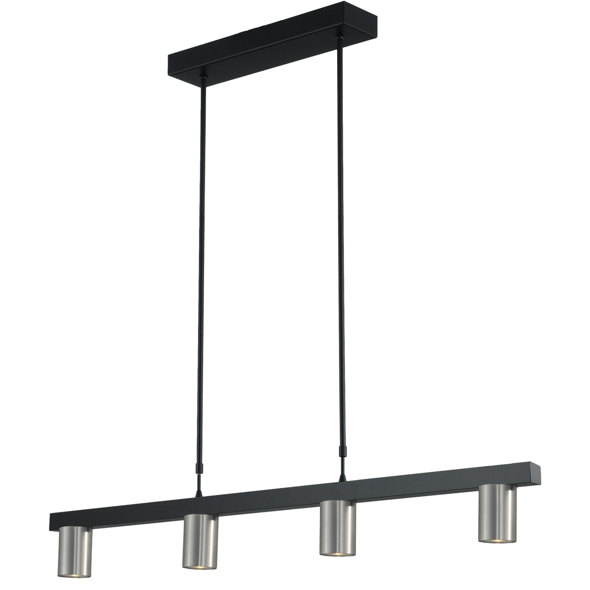 Hanglamp Bounce zwart/mat nikkel 4-lichts - breedte 100cm - exclusief 4x GU10 - MASTERLIGHT