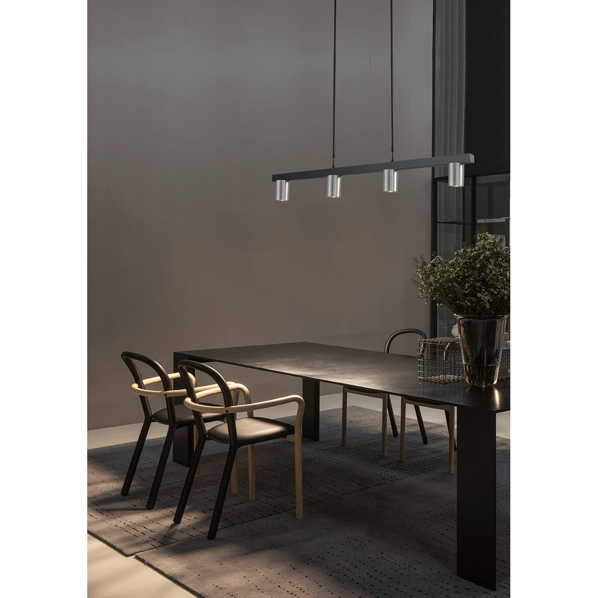 Hanglamp Bounce zwart/mat nikkel 4-lichts - breedte 100cm - exclusief 4x GU10 - MASTERLIGHT