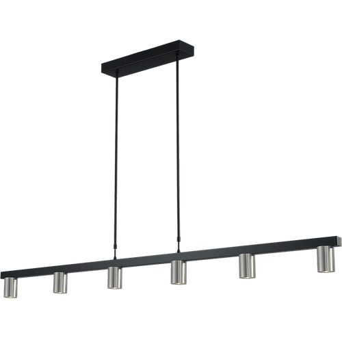 Hanglamp Bounce zwart/mat nikkel 6-lichts - breedte 160cm - exclusief 6x GU10 - MASTERLIGHT