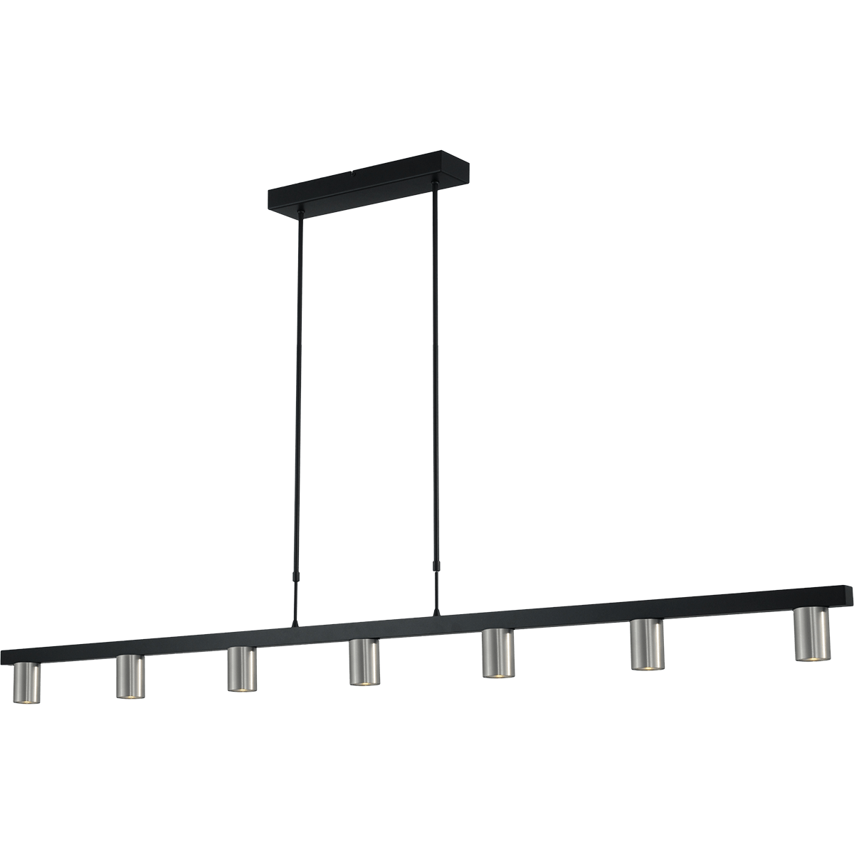 Hanglamp Bounce zwart/mat nikkel 7-lichts - breedte 180cm - exclusief 7x GU10 - MASTERLIGHT