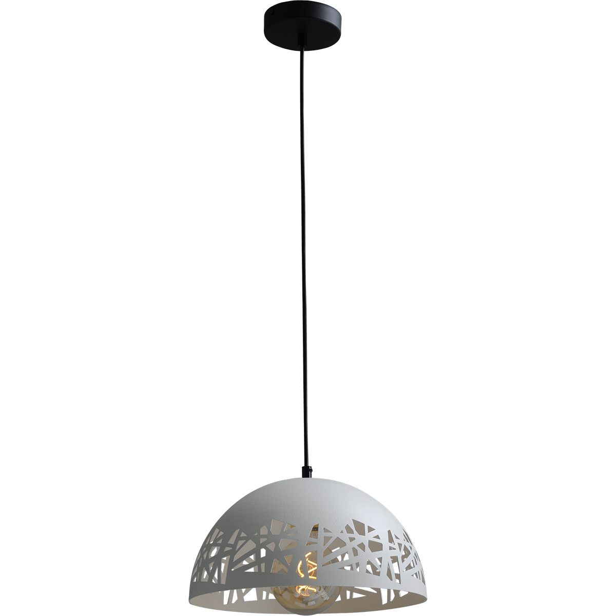 Industriële hanglamp Larino Grid Ø30cm wit buitenkant