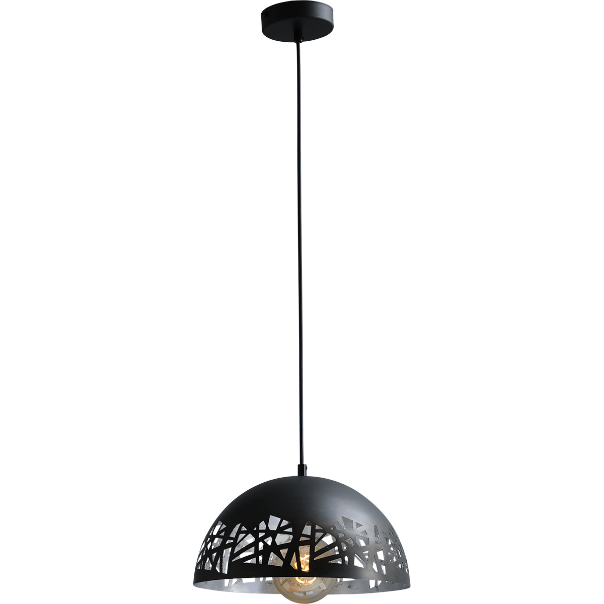 Industriële hanglamp Larino Grid Ø30cm gunmetal buitenkant