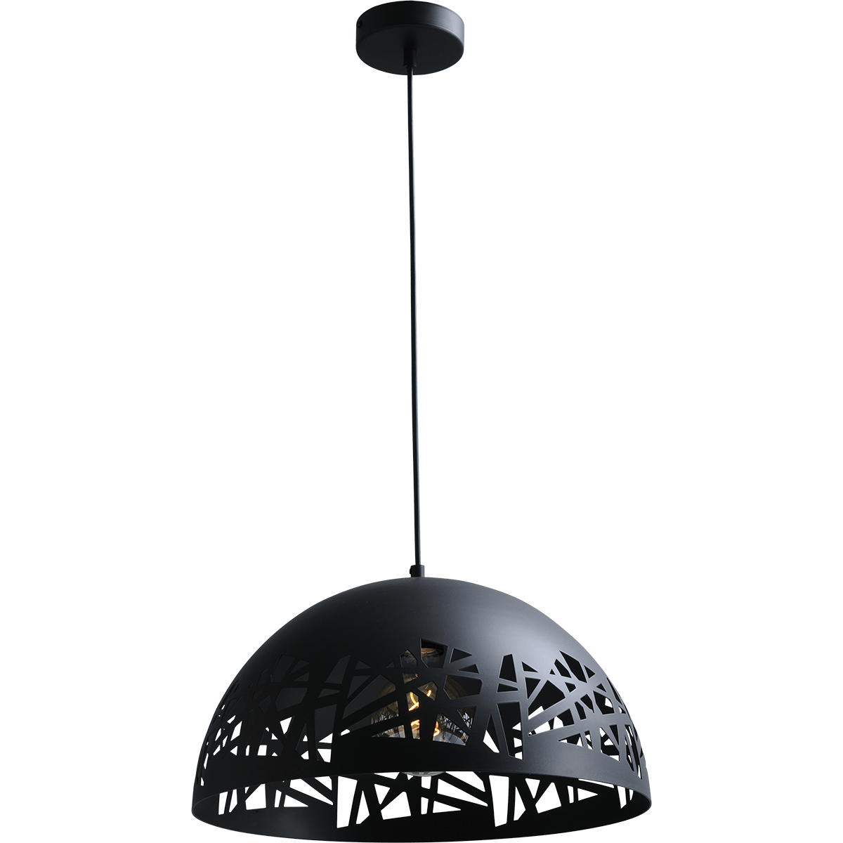 Industriële hanglamp Larino Grid Ø40cm mat zwart buitenkant