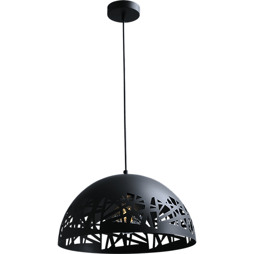 Industriële hanglamp Larino Grid Ø40cm mat zwart buitenkant