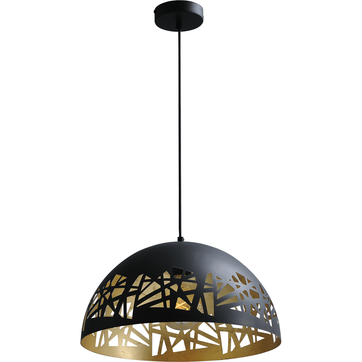 Industriële hanglamp Larino Grid Ø40cm gunmetal buitenkant