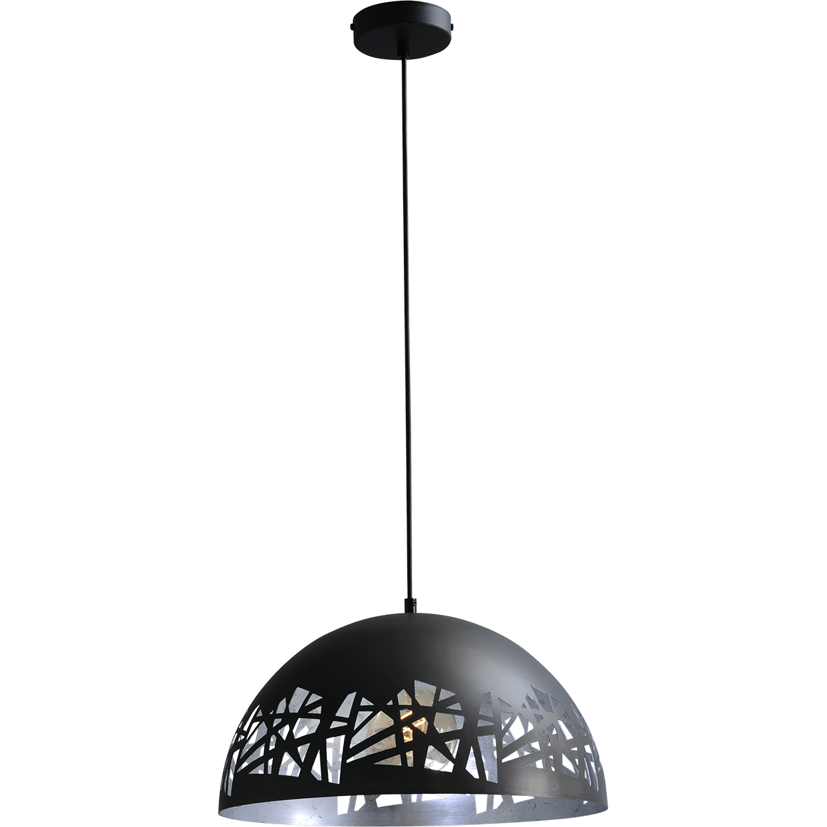 Industriële hanglamp Larino Grid Ø40cm gunmetal buitenkant