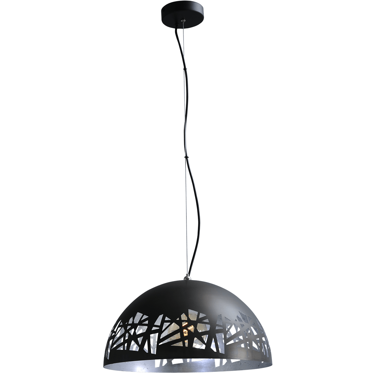 Industriële hanglamp Larino Grid Ø40cm gunmetal buitenkant