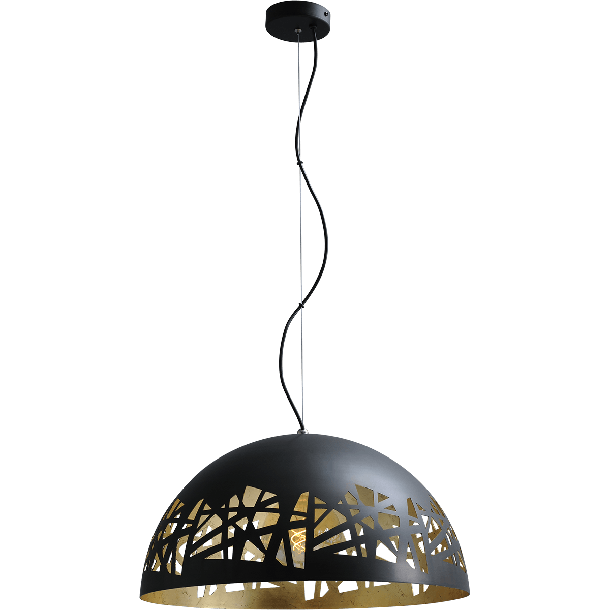 Industriële hanglamp Larino Grid Ø50cm gunmetal buitenkant