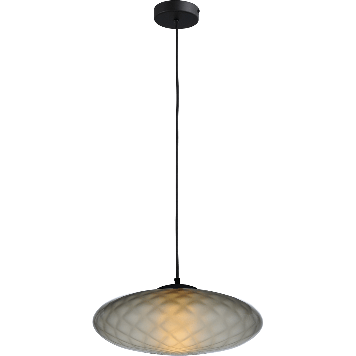 Hanglamp Bottega 1-lichts zwart - kabel 150cm - glas smoke Ø40cm - MASTERLIGHT