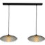 Hanglamp Bottega 2-lichts zwarte plafondplaat 100x8cm - glas smoke Ø40cm - zwarte stoffen kabel 150cm -  MASTERLIGHT