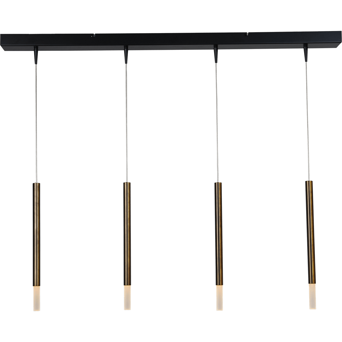 Hanglamp Flute 4-lichts zwart/antiek messing 100x8cm