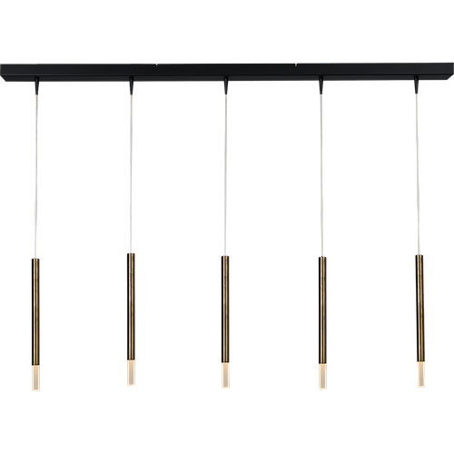 Hanglamp Flute 5-lichts zwart/antiek messing 130x8cm