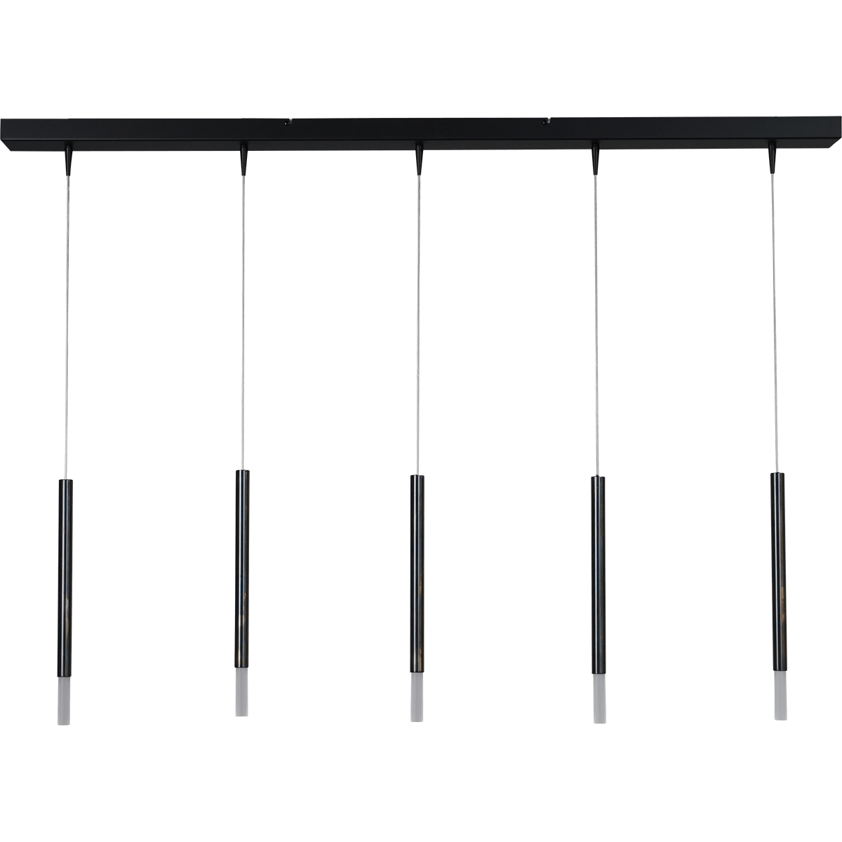 Hanglamp Flute 5-lichts zwart/dappled oil 130x8cm