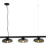 Hanglamp Hoseki 3-lichts zwart 100cm - 3x down - 3x glas smoke Ø23cm - stalen draad 150cm - MASTERLIGHT