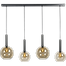 Hanglamp Bella -  4-lichts mat zwart - plafondplaat mat zwart 130x8cm - zwarte pvc kabel 150cm - + 2x glas 62260-05-20-25 + 2x 62260-05-20-30 - MASTERLIGHT