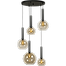 Hanglamp Bella -  5-lichts mat zwart Ø50cm - zwarte pvc kabel 350cm - + glas 2x 62260-05-20-20 - + 2x 62260-05-20-25 + 1x 62260-05-20-30 - MASTERLIGHT