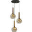 Hanglamp Bella -  3-lichts mat zwart/antiek brons Ø35cm - zwarte pvc kabel 150cm + glas 3x 62260-05-20-25 -  - MASTERLIGHT