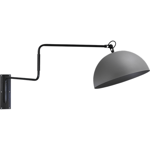 Industriële wandlamp Larino mat zwart beweegbare arm Ø40cm