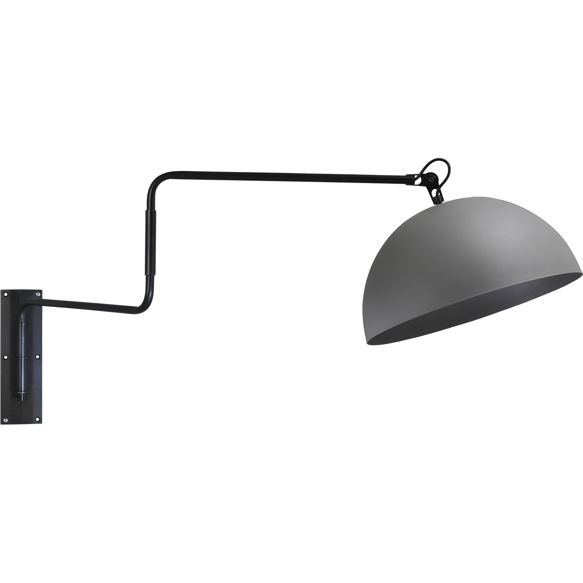 Industriële wandlamp Larino mat zwart beweegbare arm Ø40cm