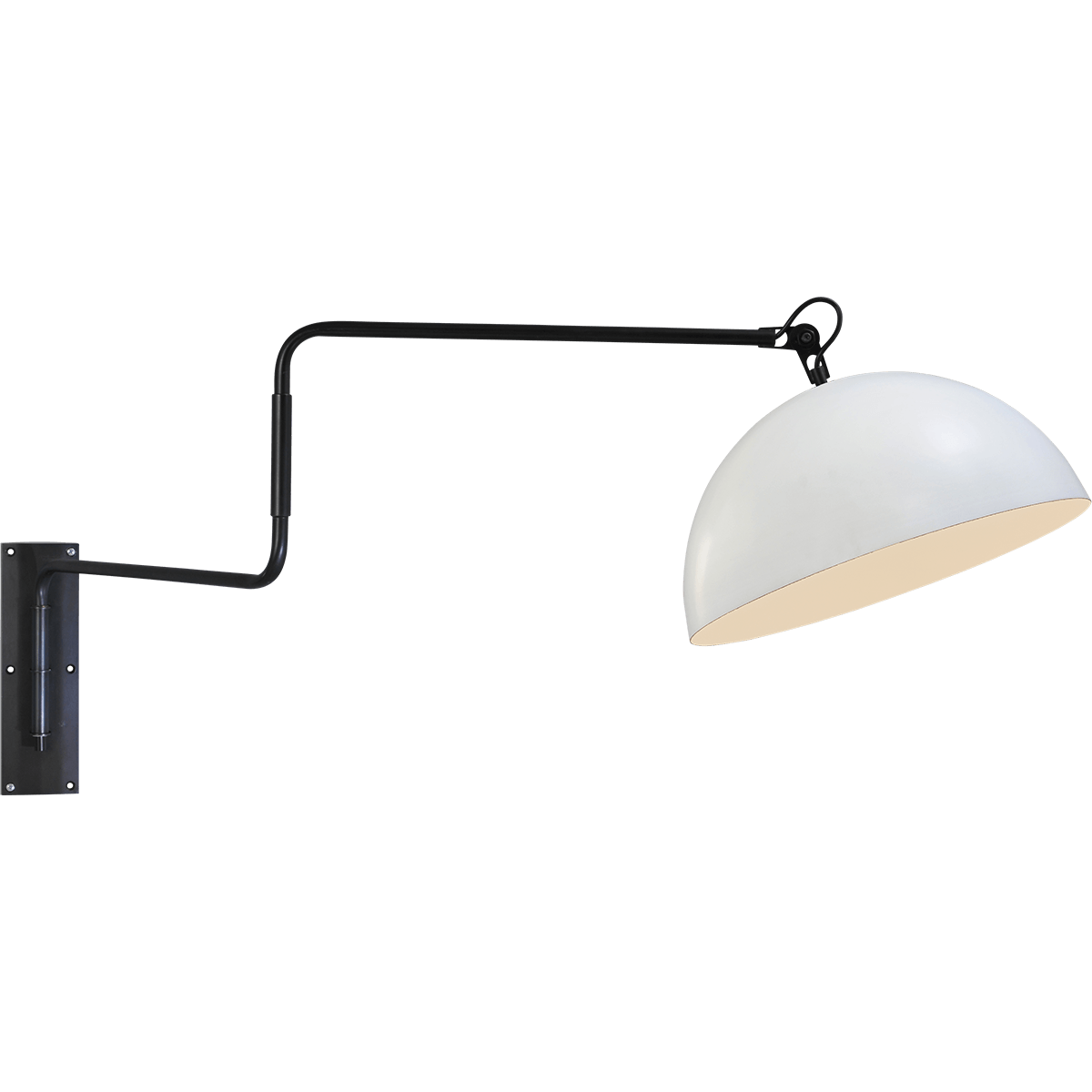 Industriële wandlamp Larino mat zwart beweegbare arm Ø40cm