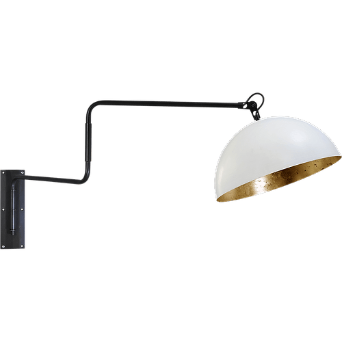 Industriële wandlamp Larino mat zwart beweegbare arm Ø40cm