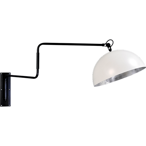 Industriële wandlamp Larino mat zwart beweegbare arm Ø40cm