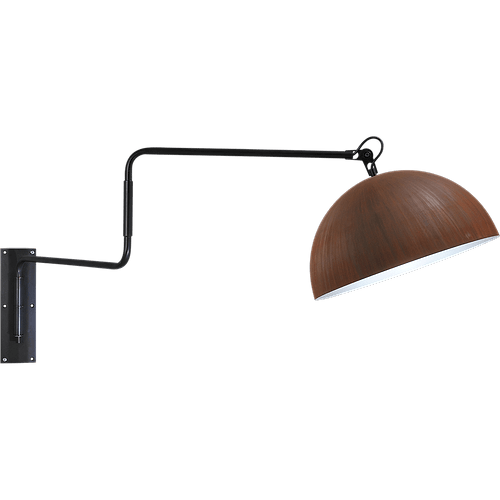 Industriële wandlamp Larino mat zwart beweegbare arm Ø40cm