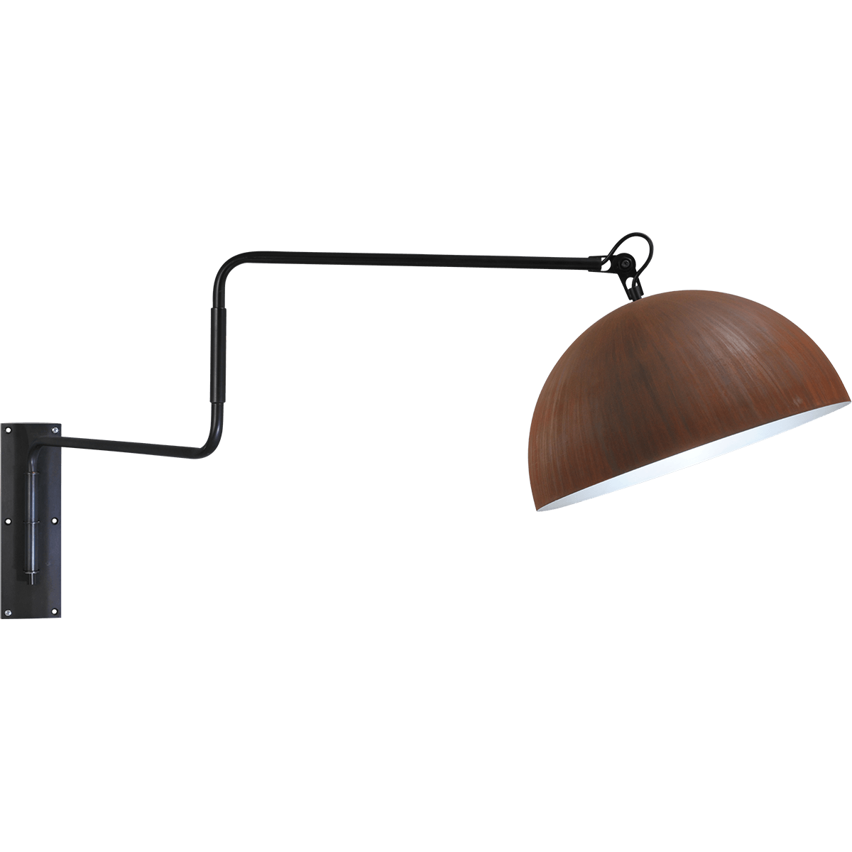 Industriële wandlamp Larino mat zwart beweegbare arm Ø40cm