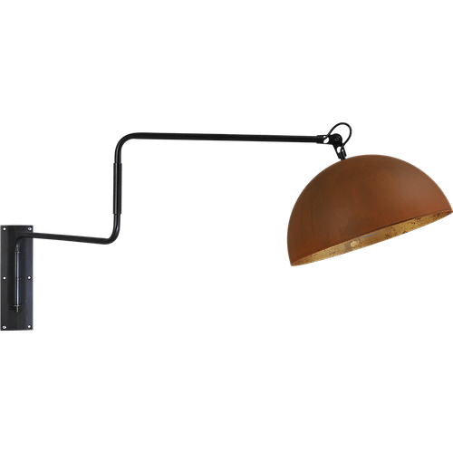 Industriële wandlamp Larino mat zwart beweegbare arm Ø40cm