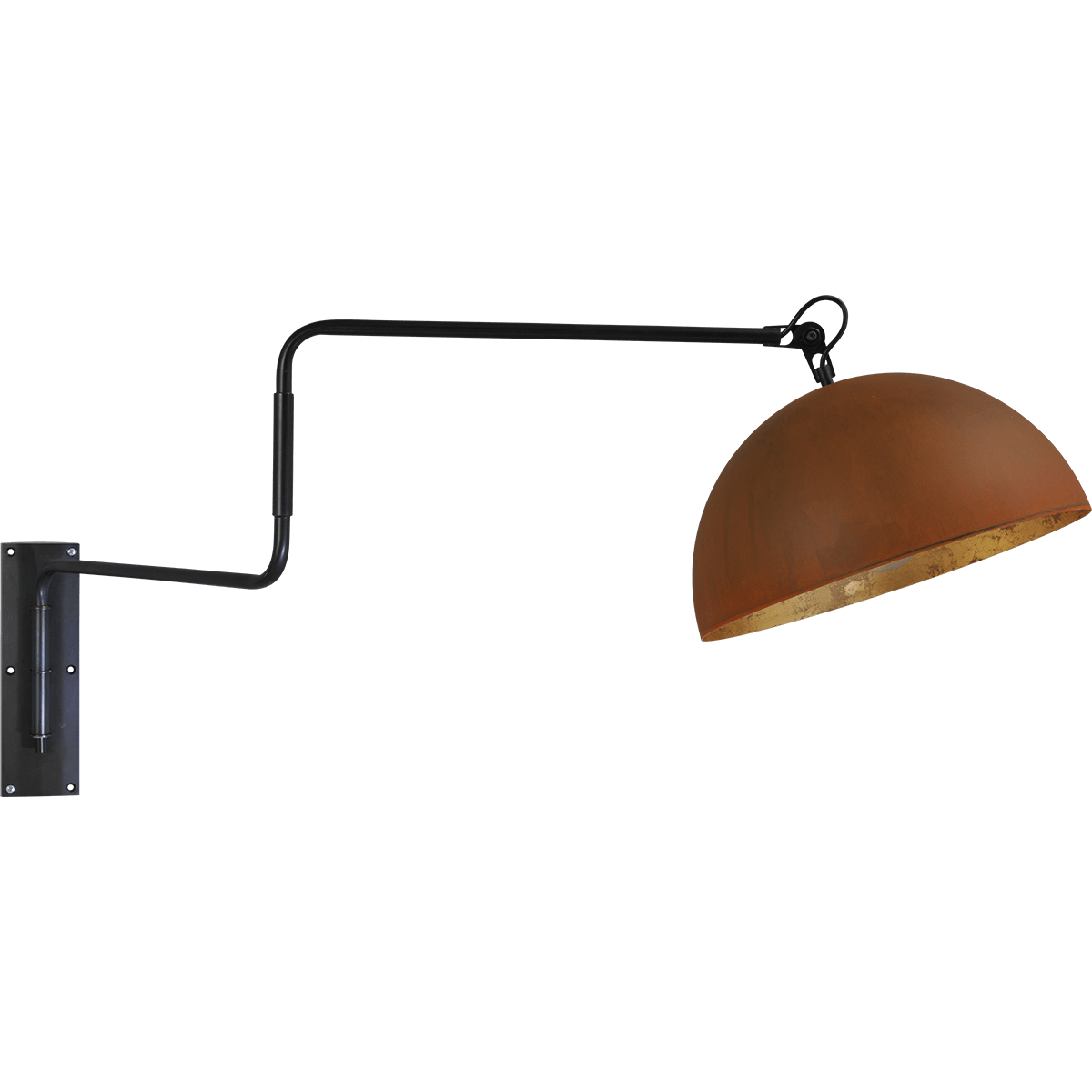 Industriële wandlamp Larino mat zwart beweegbare arm Ø40cm